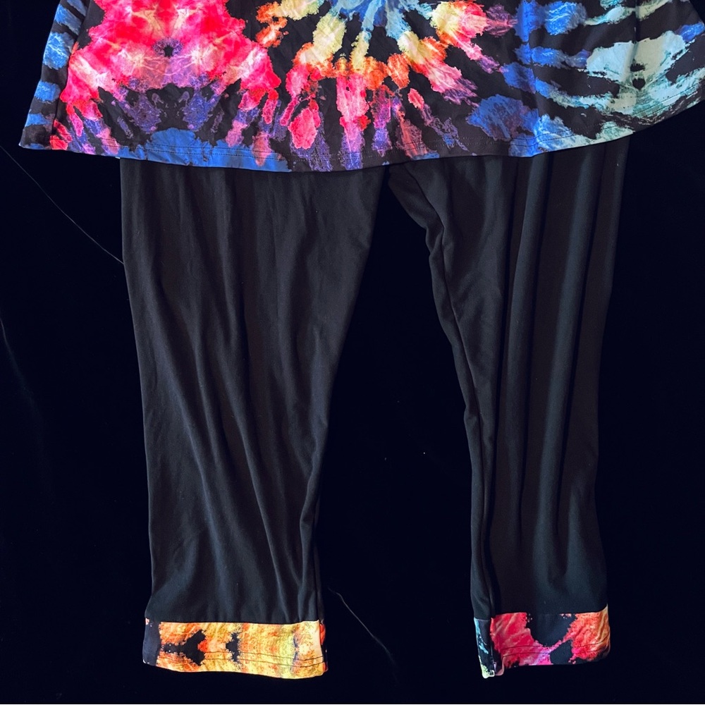 Tie die skirt with attached leggings